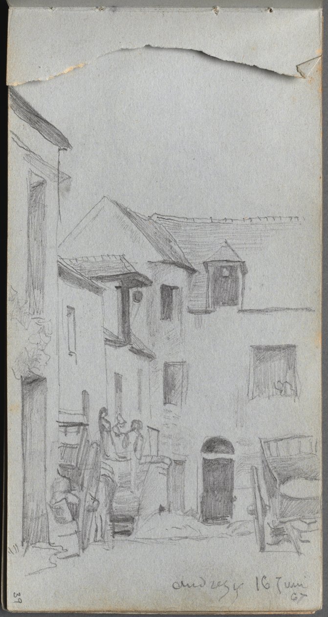 Cuaderno de bocetos, página 39: Escena de calle de Jean Louis Ernest Meissonier