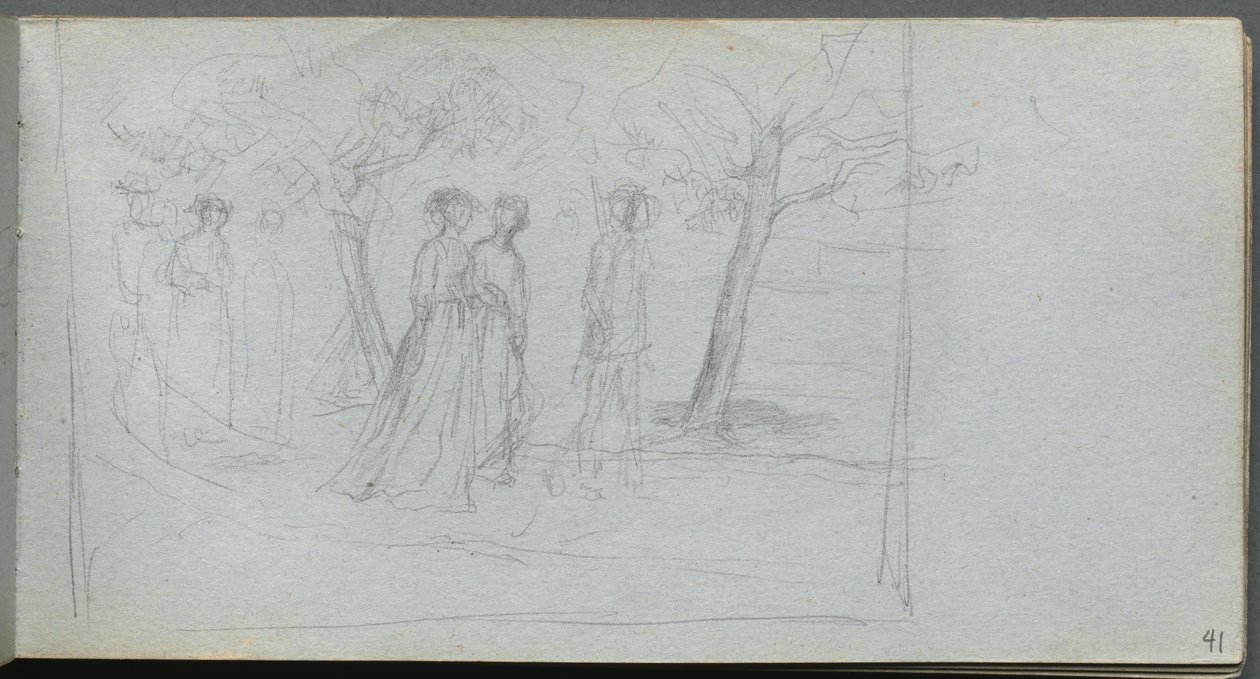 Sketchbook, page 41: Figures in a Landscape de Ernest Meissonier