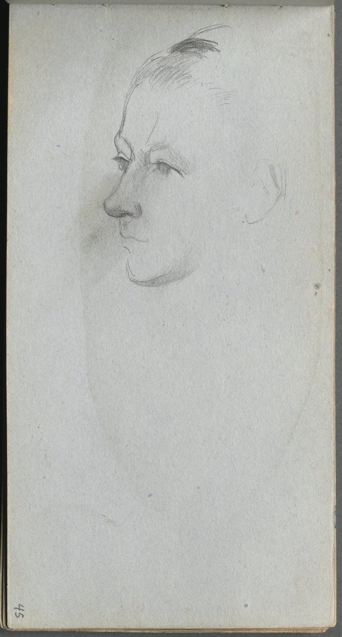 Cuaderno de bocetos, página 45: Rostro de mujer, vista 34 de Jean Louis Ernest Meissonier