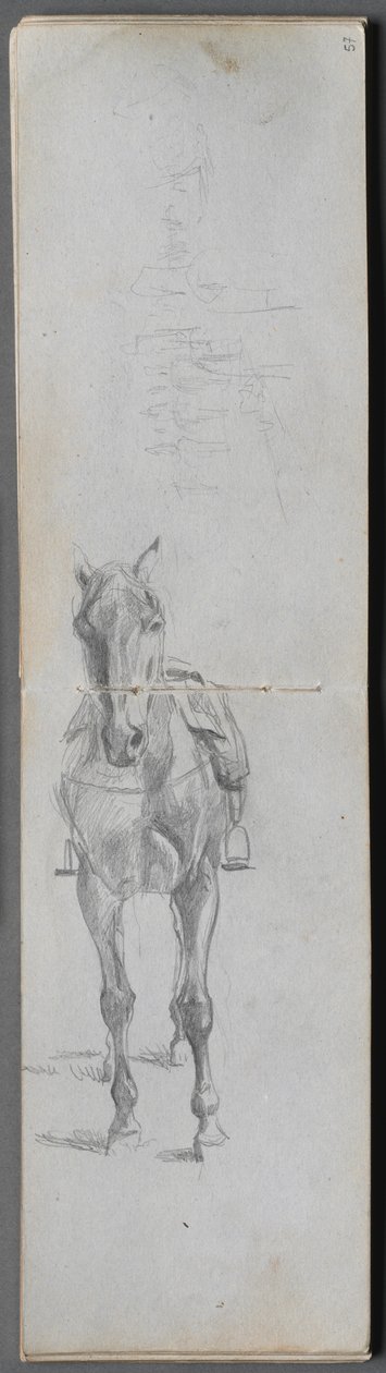 Cuaderno de bocetos, página 56 y 57: Estudio de un caballo de Jean Louis Ernest Meissonier