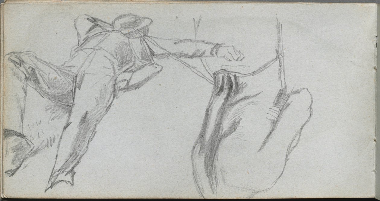 Sketchbook, page 58: Reclining Figure and Figure from behind de Ernest Meissonier