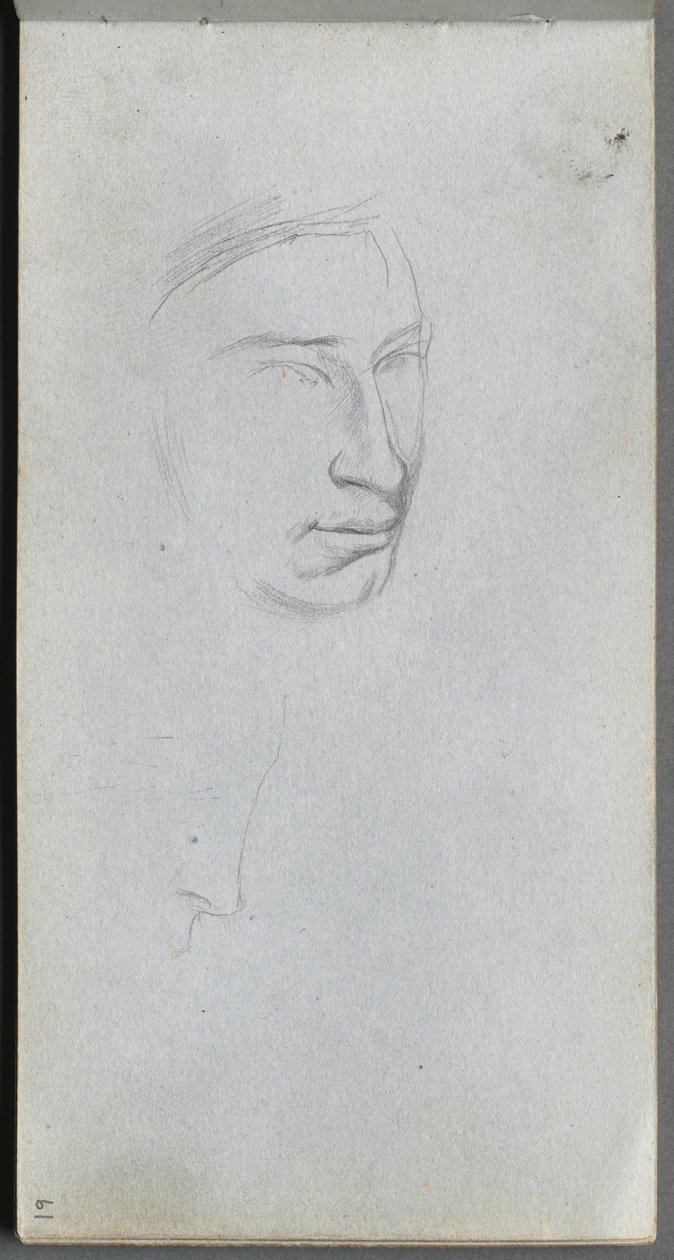 Cuaderno de bocetos, página 61: Rostro, 3/4 vista de perfil de Ernest Meissonier