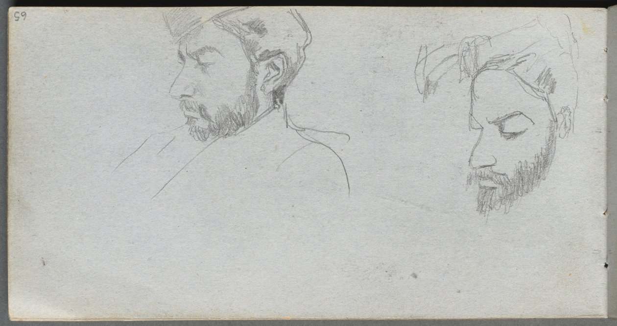 Sketchbook, page 65: Study of Faces in Profile de Ernest Meissonier