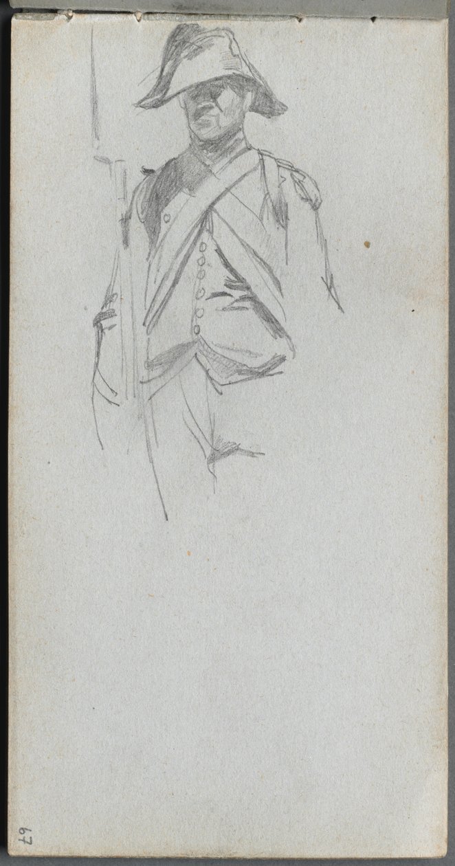 Cuaderno de bocetos, página 67: Estudio de un Soldado de Jean Louis Ernest Meissonier