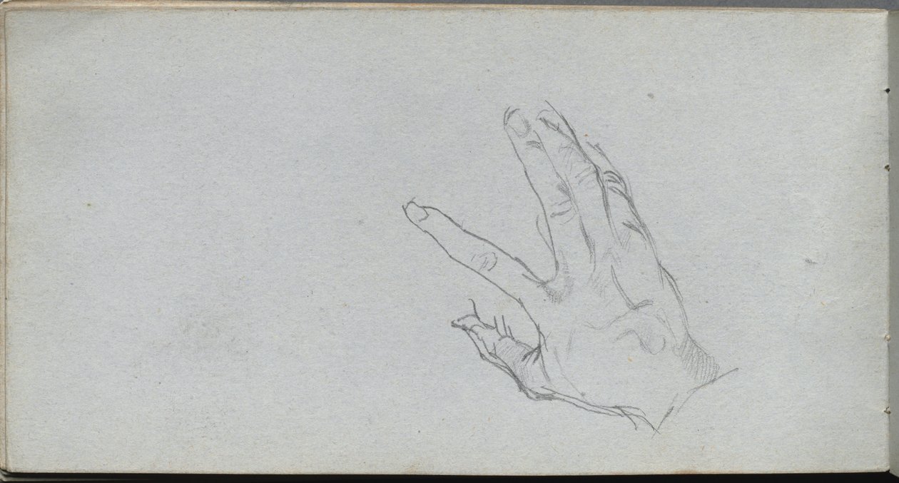 Cuaderno de bocetos, página 68: Estudio de una mano de Jean Louis Ernest Meissonier