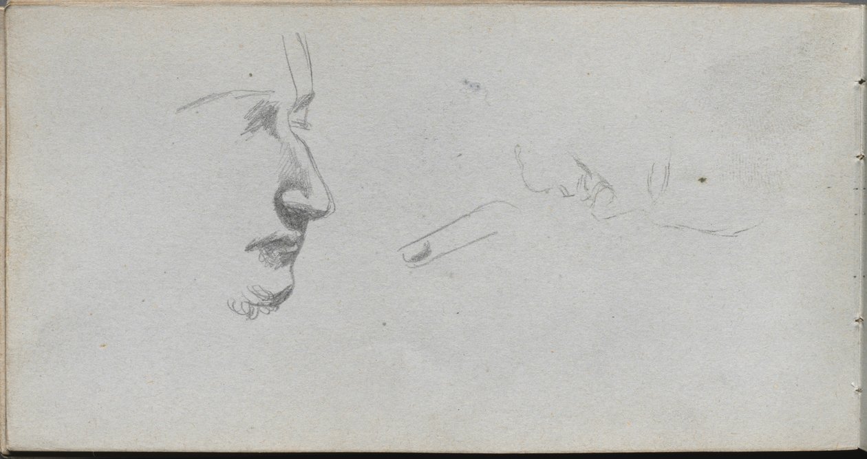 Cuaderno de bocetos, página 80: Estudio de rostros de Ernest Meissonier