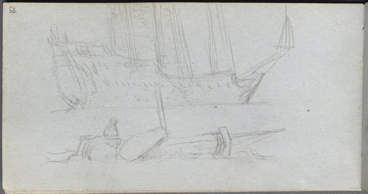 Sketchbook, page 85: Study of a Ship and Buoy de Ernest Meissonier