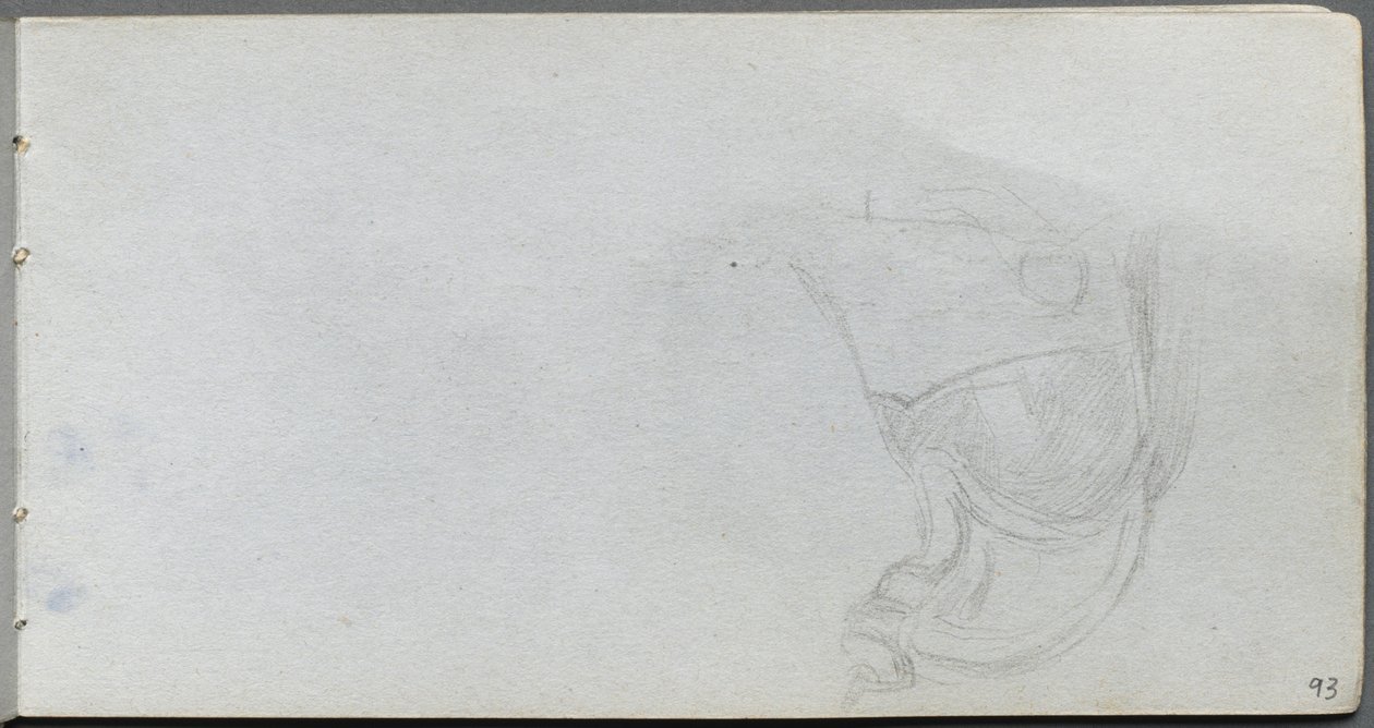 Cuaderno de bocetos, página 93: Estudio de una silla de montar de Ernest Meissonier