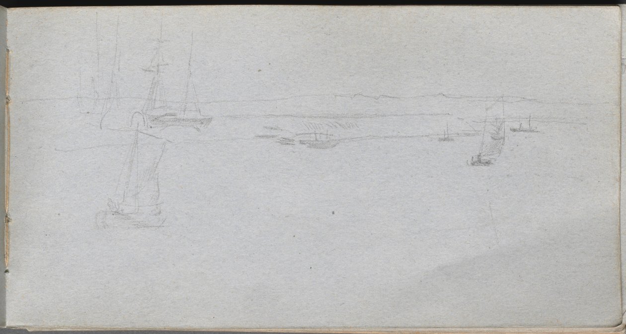 Cuaderno de bocetos, página 94: Paisaje marino de Jean Louis Ernest Meissonier