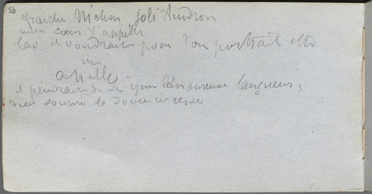 Cuaderno de bocetos, página 95: Notas de Jean Louis Ernest Meissonier