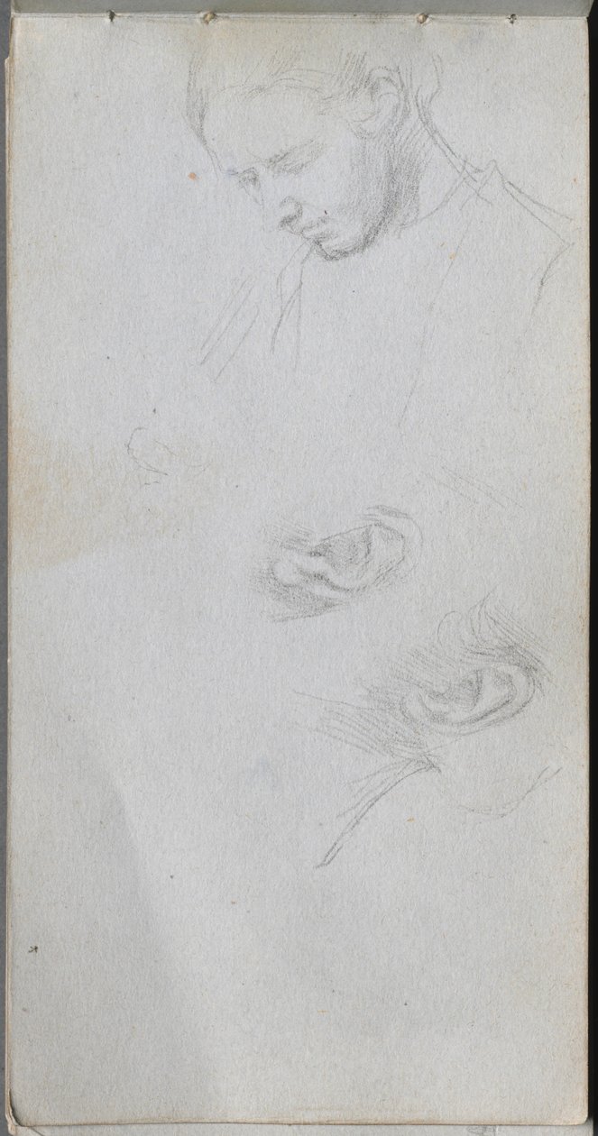 Sketchbook, page 96: Study of a Face, ears de Ernest Meissonier