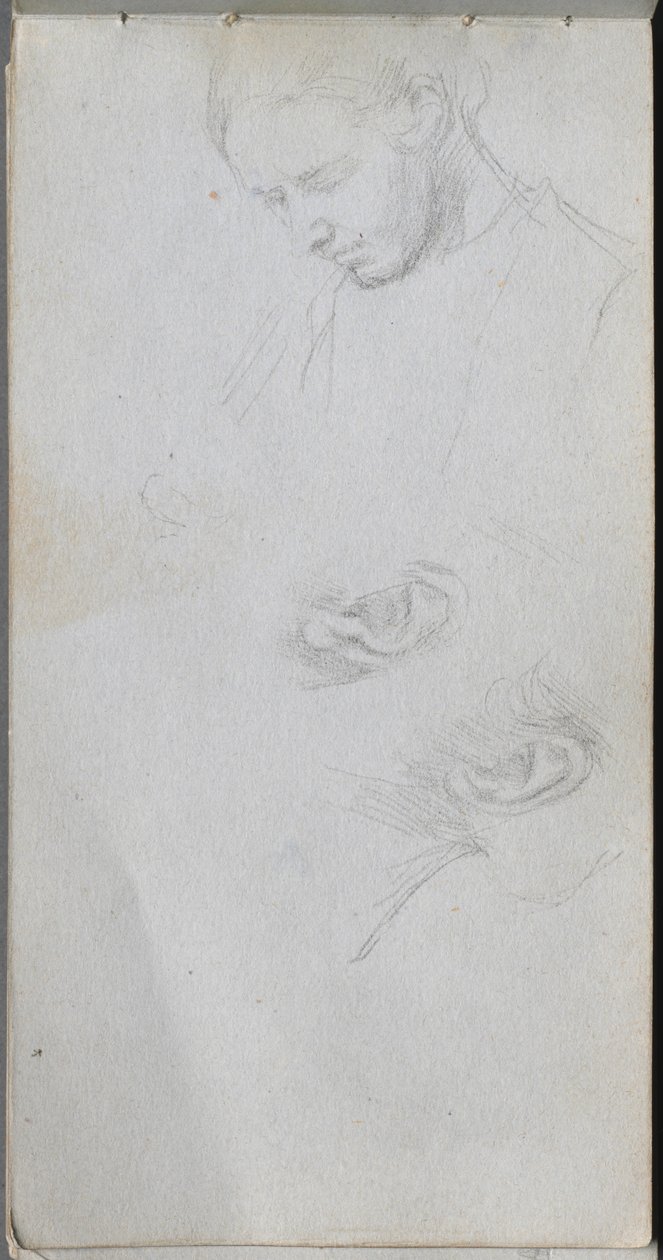 Cuaderno de bocetos, página 96: Estudio de una cara, orejas de Jean Louis Ernest Meissonier