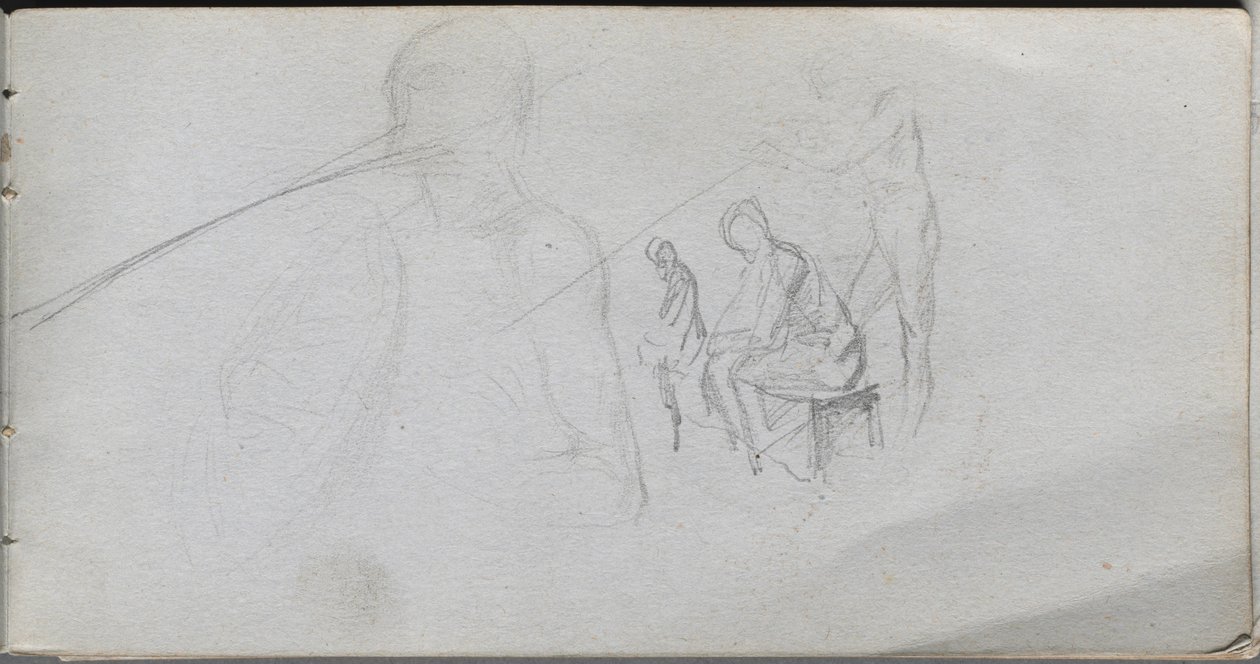 Cuaderno de bocetos, página 98: Estudio de figuras de Ernest Meissonier