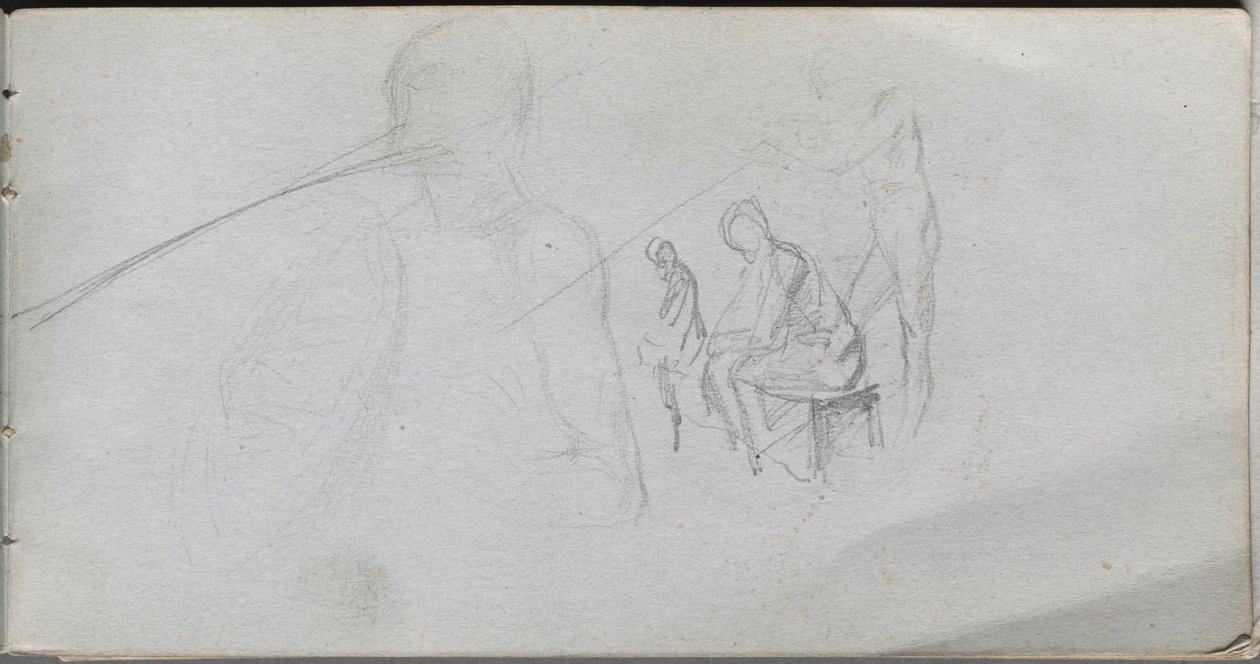 Cuaderno de bocetos, página 98: Estudio de figuras de Jean Louis Ernest Meissonier