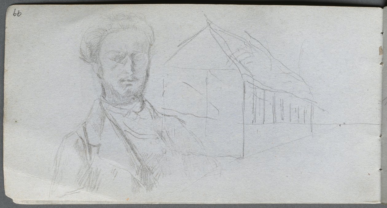 Sketchbook, page 99: Study of Figure, Building de Ernest Meissonier