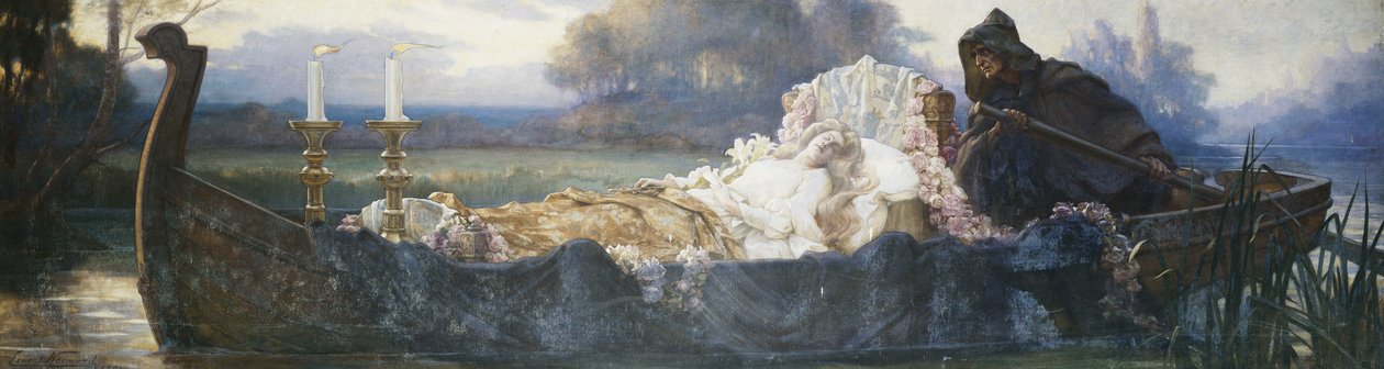 Diseño para un friso: "Los muertos, remados por los mudos, subieron con la inundación" de Ernest Normand