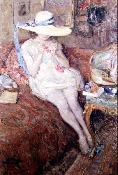 Joven con sombrero de paja de Ernest Rocher