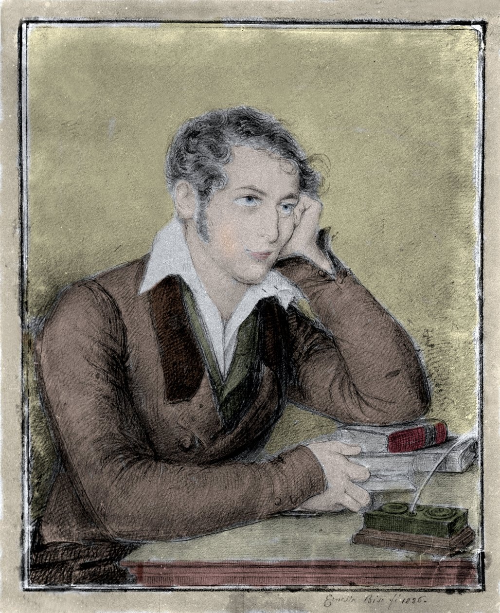 Risorgimento: retrato del patriota, filósofo y pensador político Carlo Cattaneo (1801-1869) dibujo de Ernesta Bisi de Ernesta Legnani