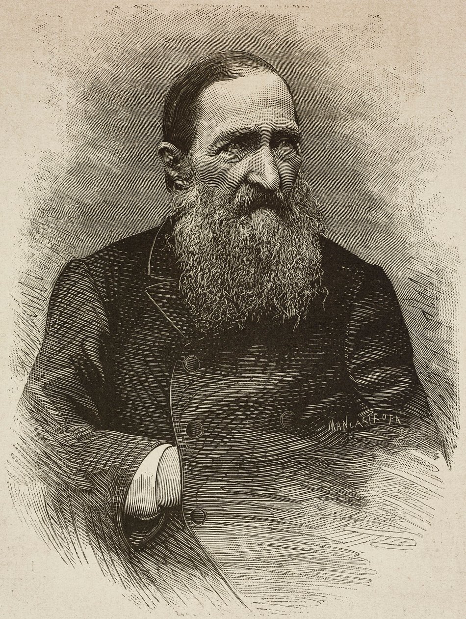 El poeta Jozef Ignacy Kraszewski (1812-1887) en Ginebra el 19 de marzo, grabado de Ernesto Mancastroppa a partir de una foto de Romarolo, de L