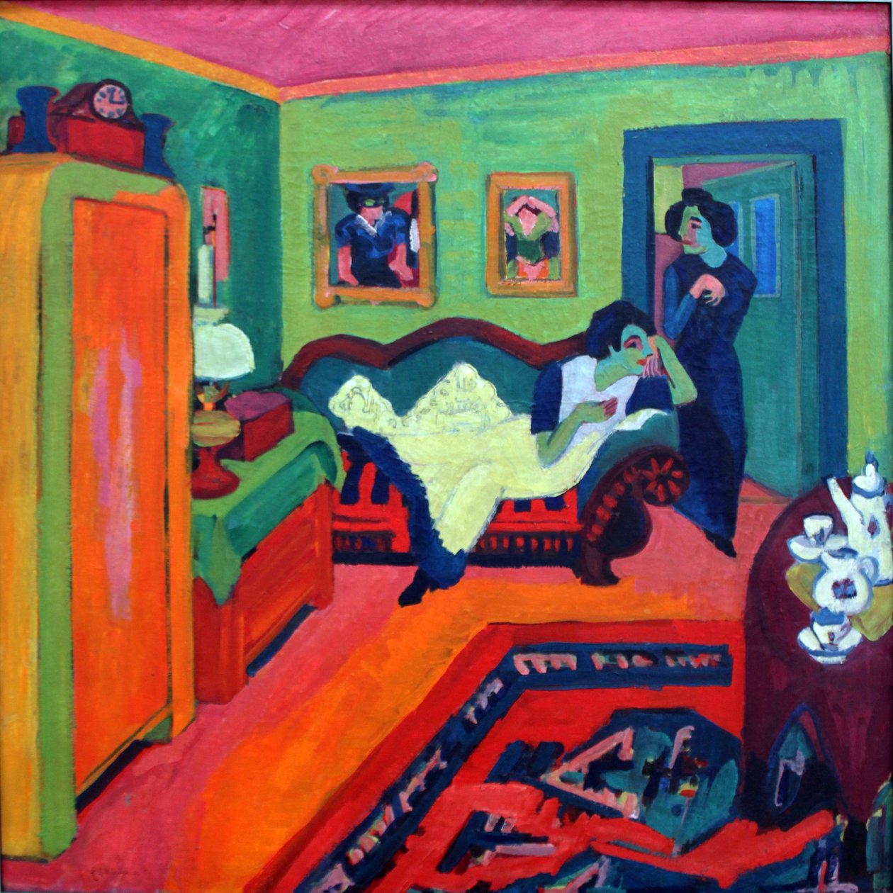 Interior con dos niñas de Ernst Ludwig Kirchner