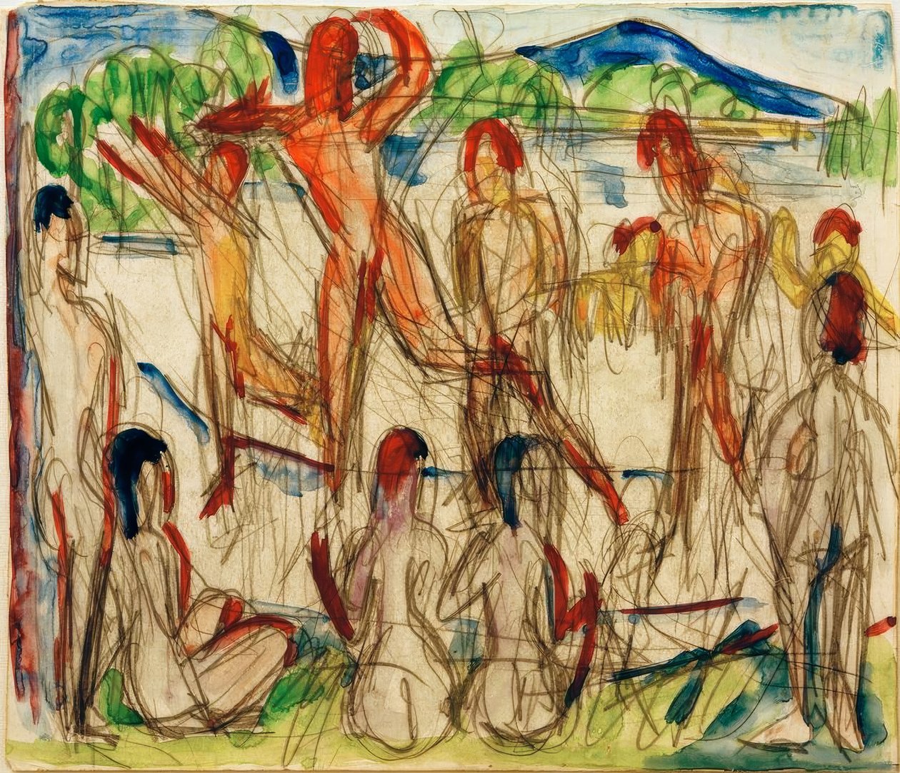 Bañistas en el lago de Ernst Ludwig Kirchner