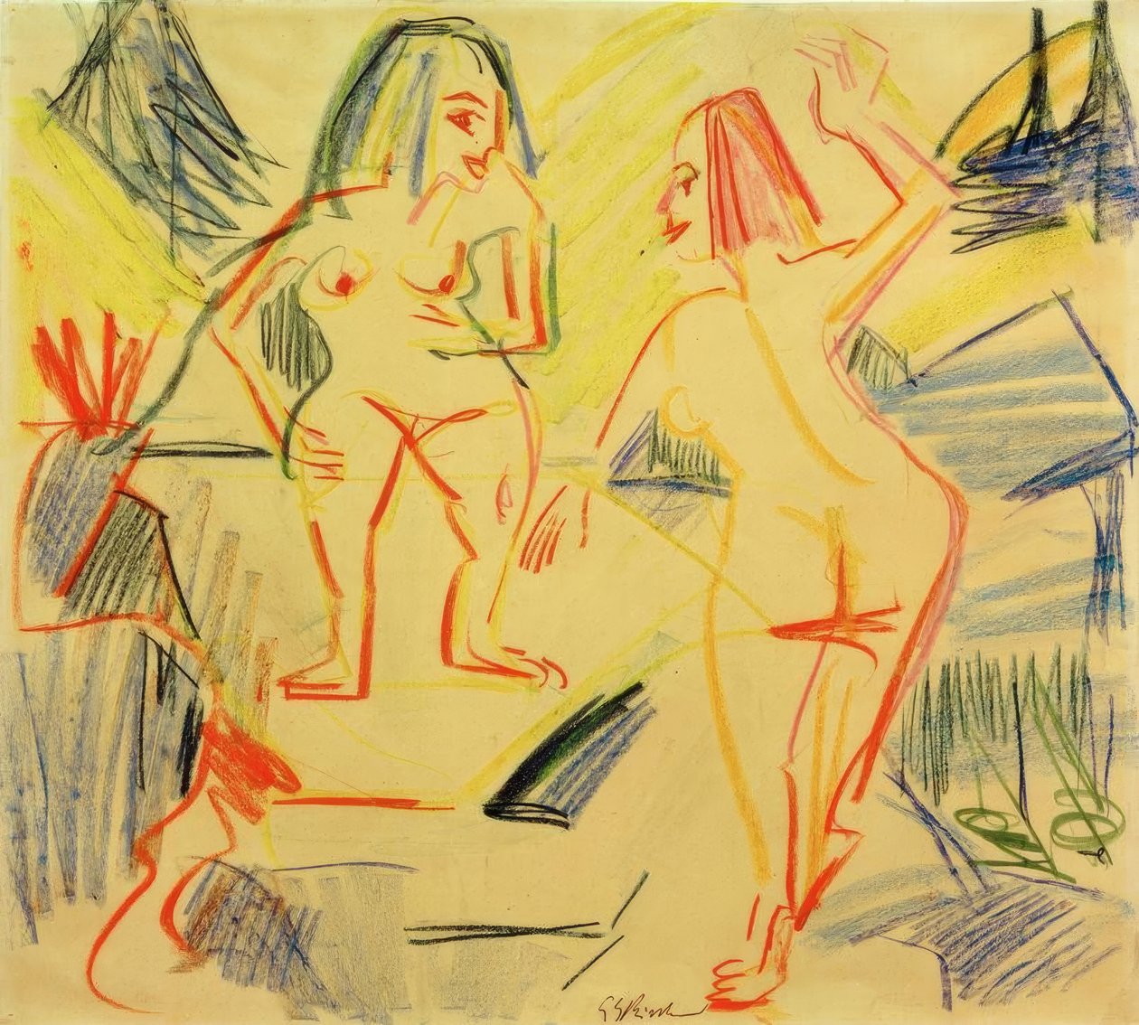 Bañistas en las rocas de Ernst Ludwig Kirchner