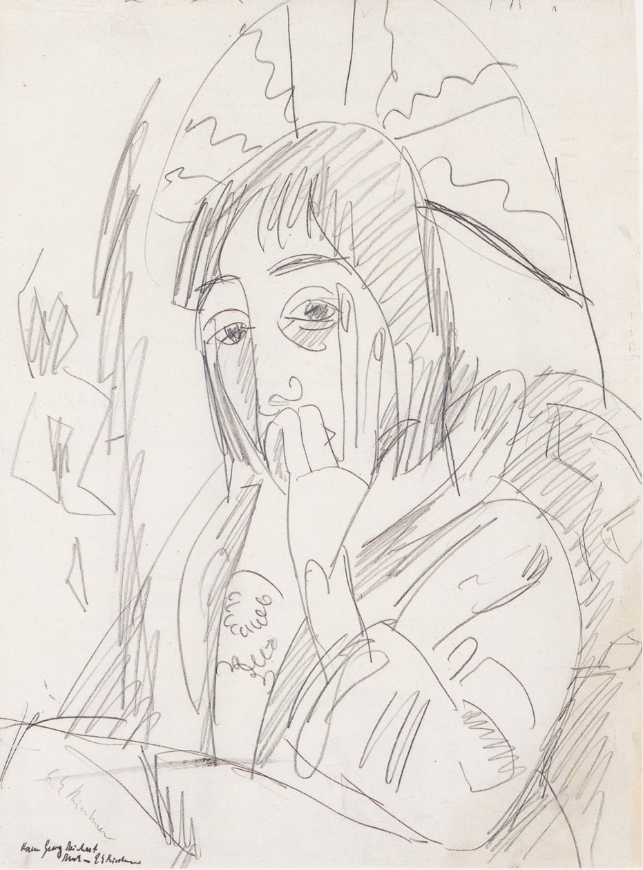 Erna con sombrilla japonesa de Ernst Ludwig Kirchner