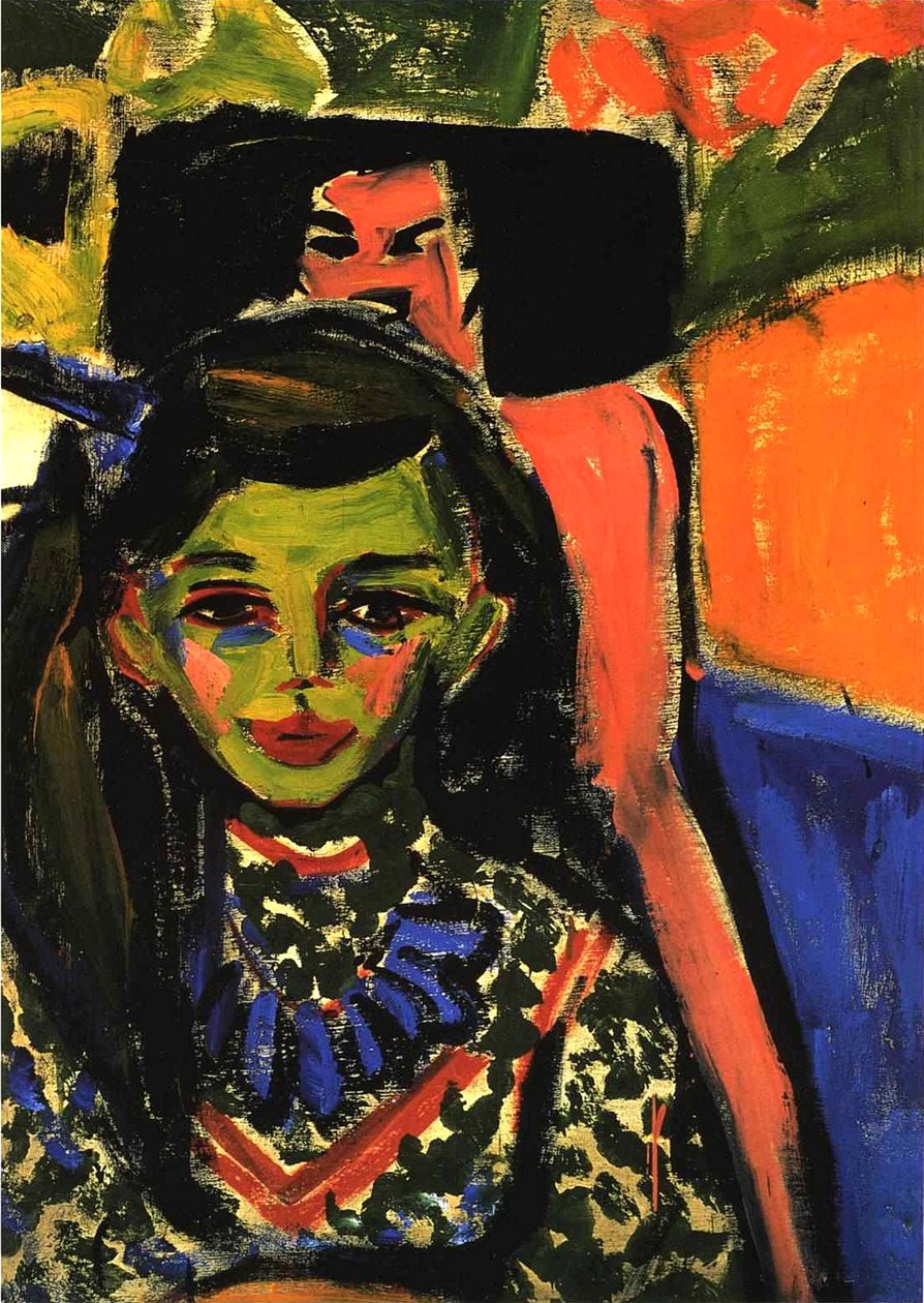 Fränzi frente a una Silla Tallada de Ernst Ludwig Kirchner