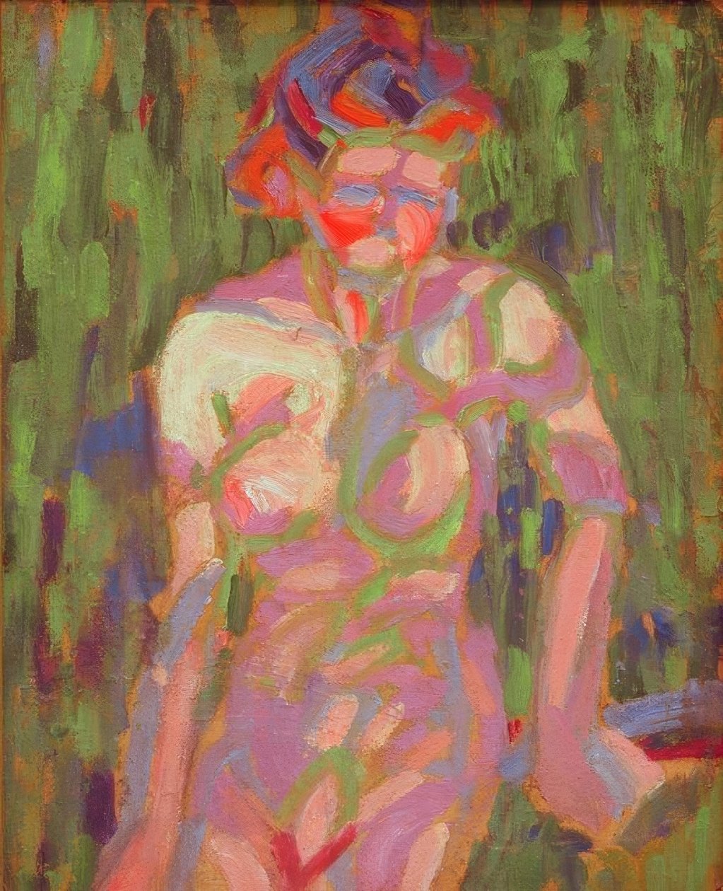 Niña desnuda con sombra de rama de Ernst Ludwig Kirchner