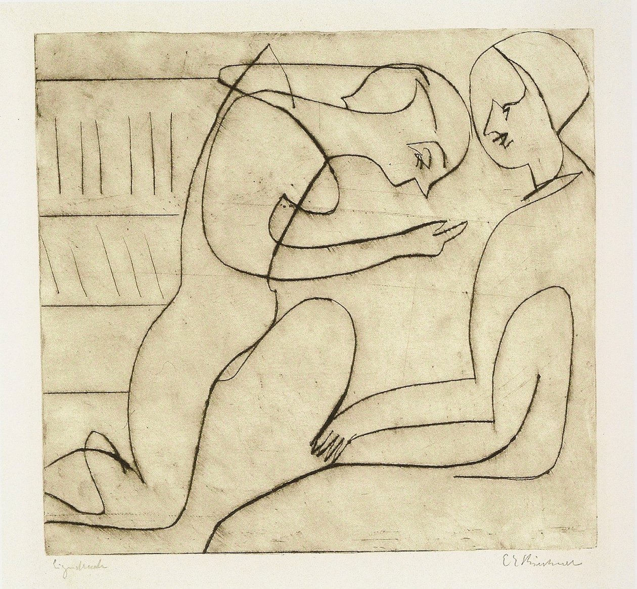 Pareja en la biblioteca de Ernst Ludwig Kirchner
