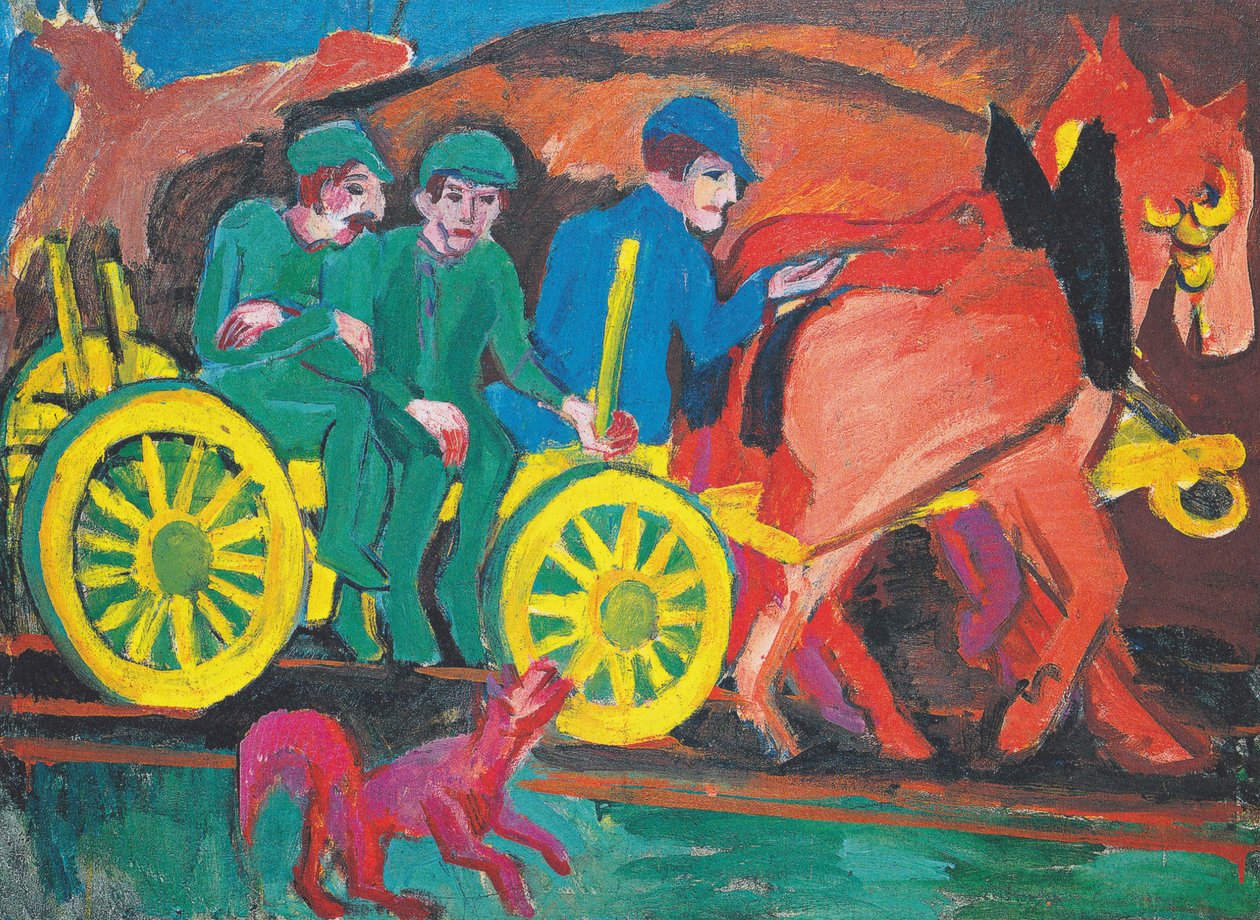 Carruaje con Tres Campesinos de Ernst Ludwig Kirchner