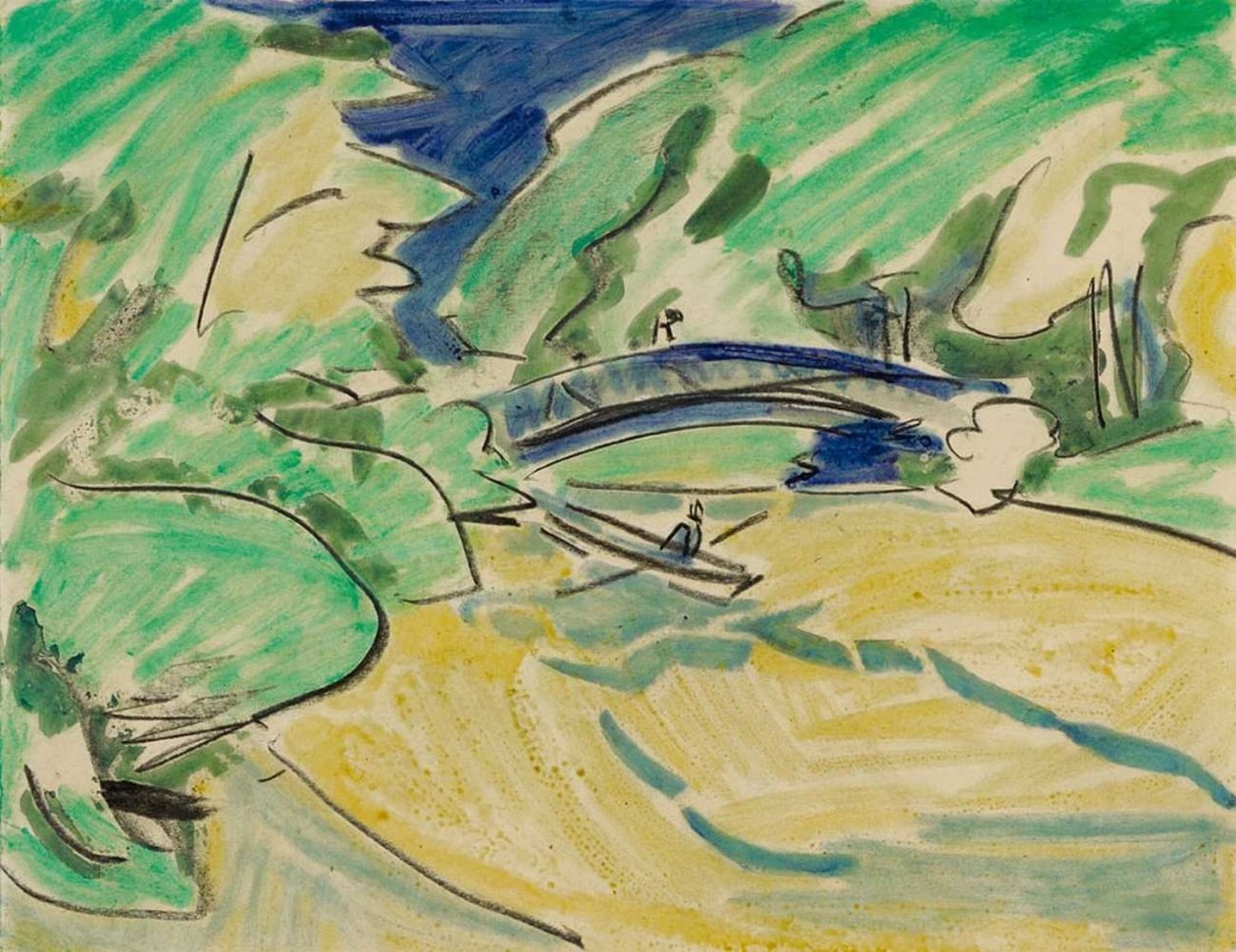 Bote de remos bajo el puente de Ernst Ludwig Kirchner