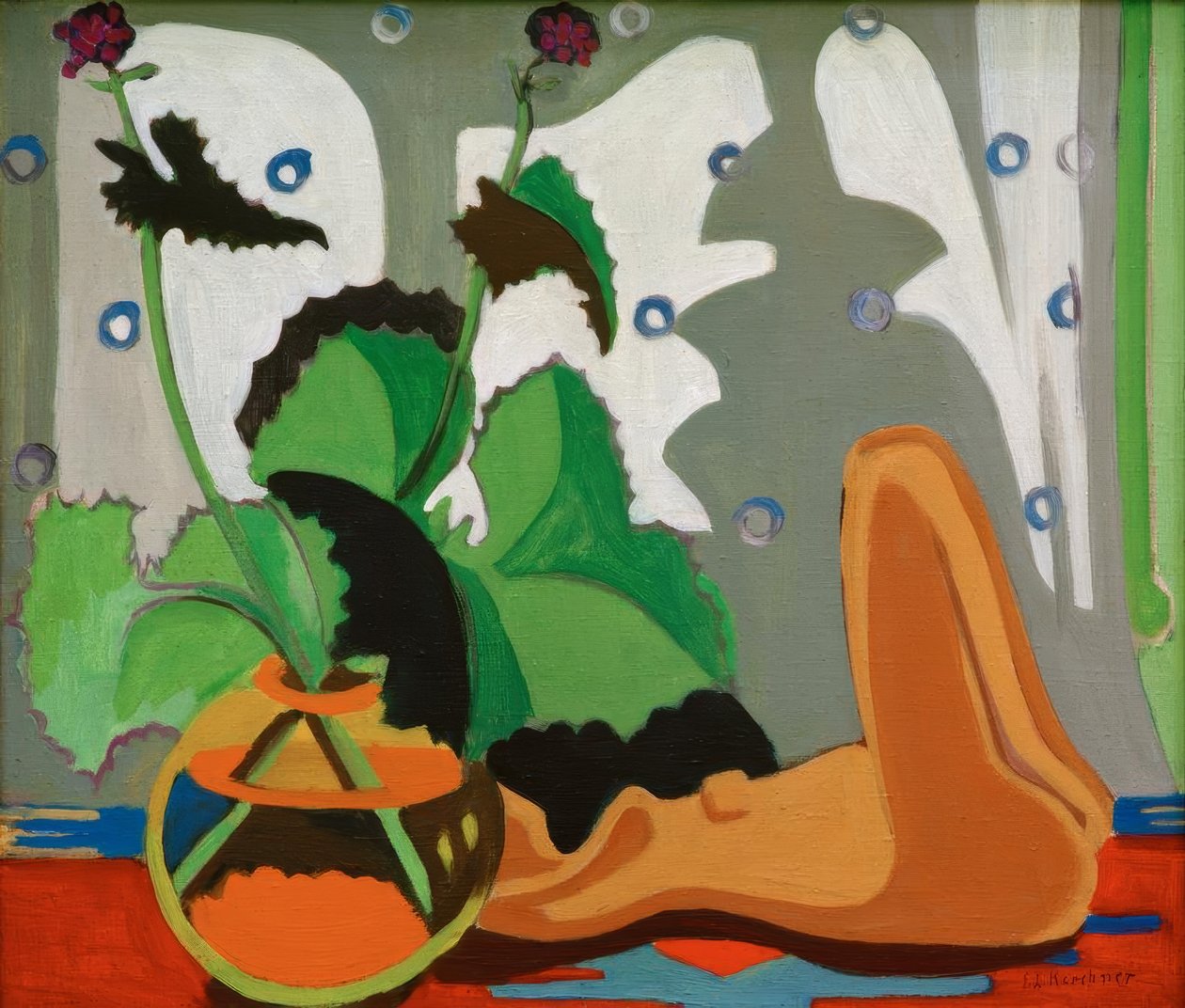 Naturaleza muerta con plástico frente a la ventana de Ernst Ludwig Kirchner