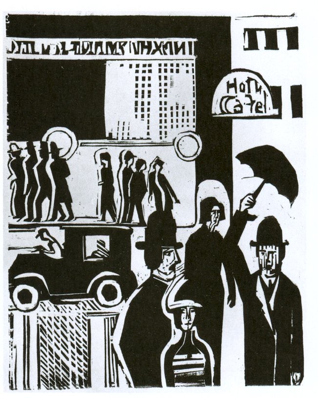 Calle bajo la lluvia de Ernst Ludwig Kirchner