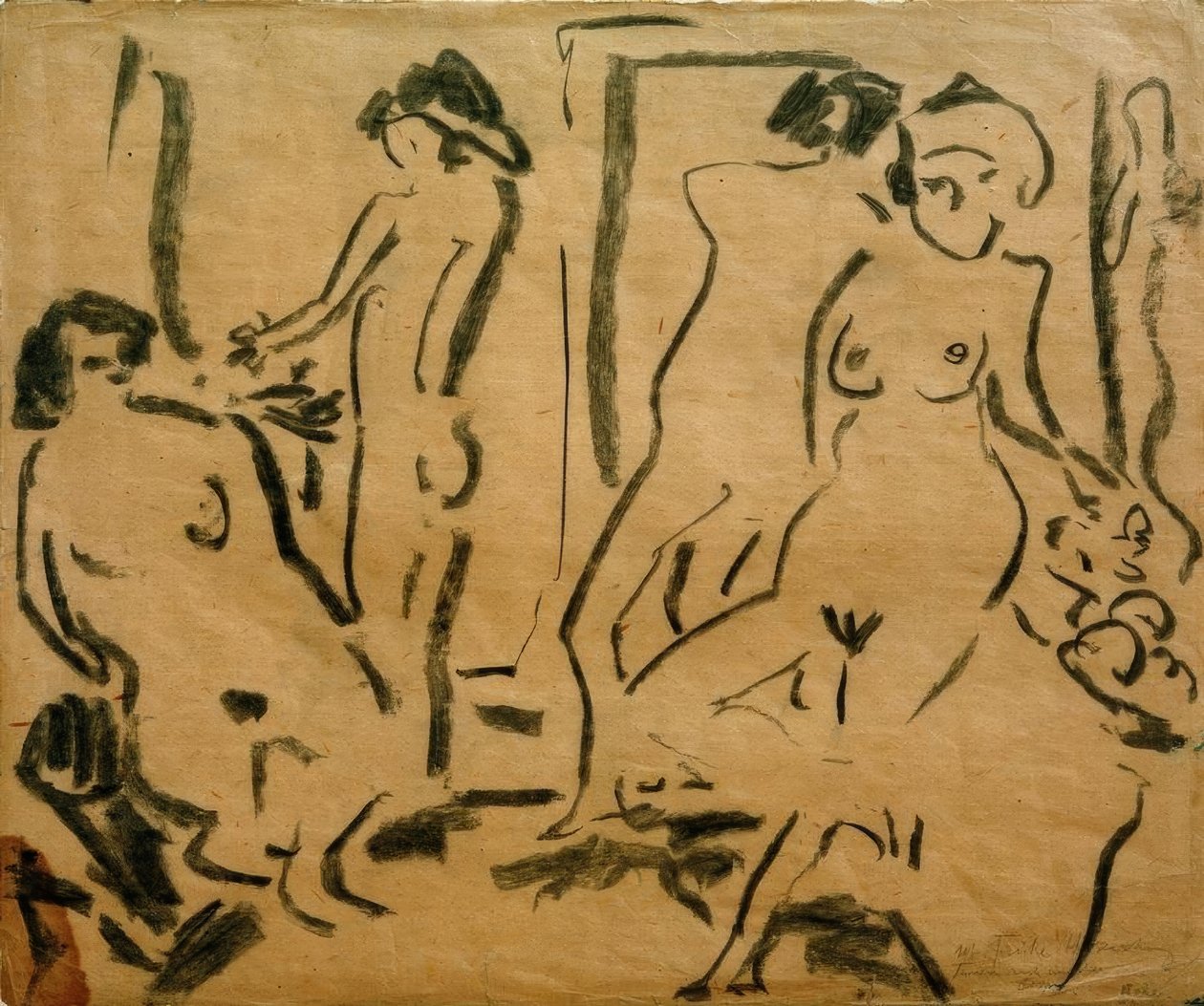 Cuatro desnudos femeninos en el estudio de Ernst Ludwig Kirchner