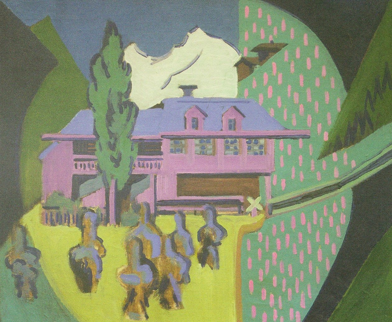 Casa violeta frente a la montaña nevada de Ernst Ludwig Kirchner