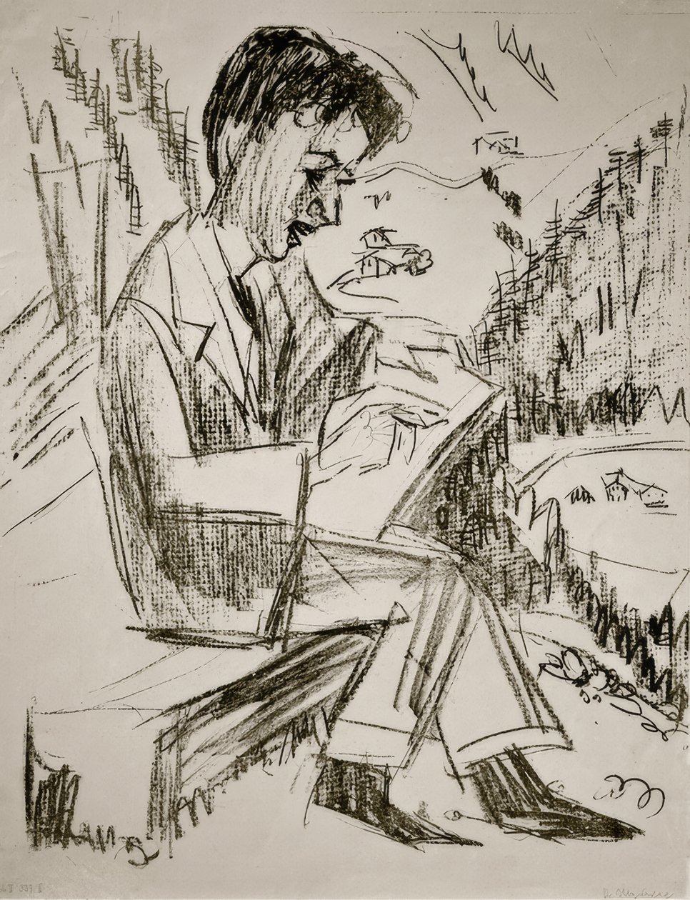 Joven dibujando de Ernst Ludwig Kirchner