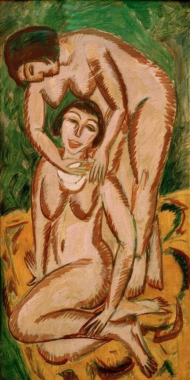 Dos desnudos femeninos en formato vertical de Ernst Ludwig Kirchner