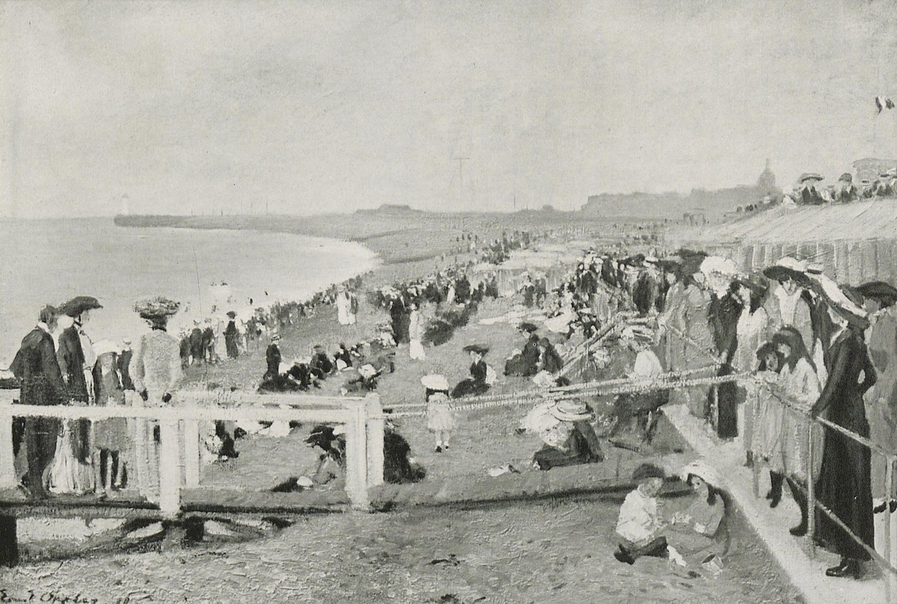 Vida en la playa en Dieppe de Ernst Oppler