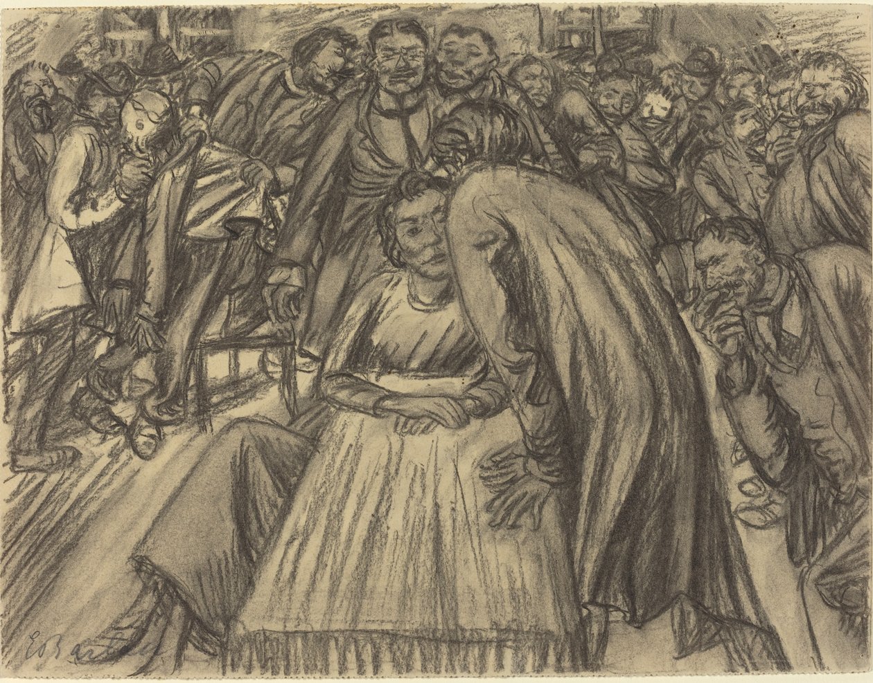 La Pareja en la Multitud de Ernst Barlach