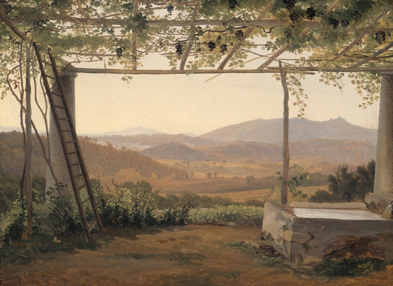 Fuente y Pérgola en Italia, 1830-35 de Ernst Christian Frederik Petzholdt