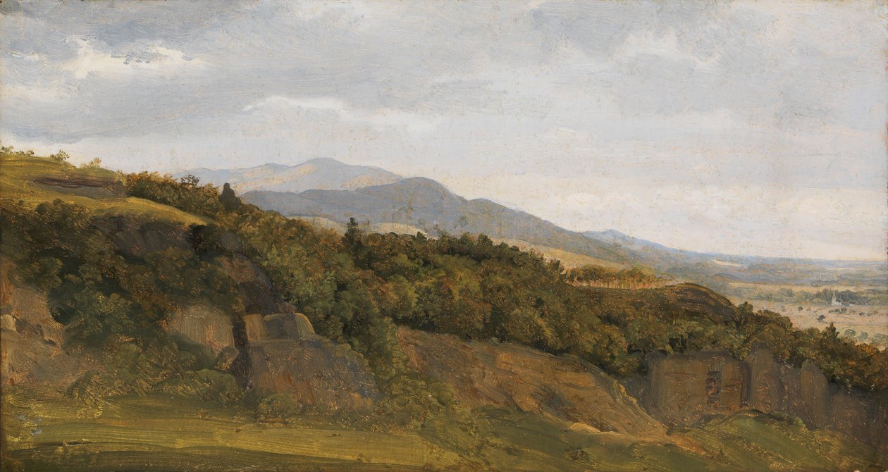 Paisaje alemán con vista hacia un amplio valle, ca. 1829-30 de Ernst Christian Frederik Petzholdt