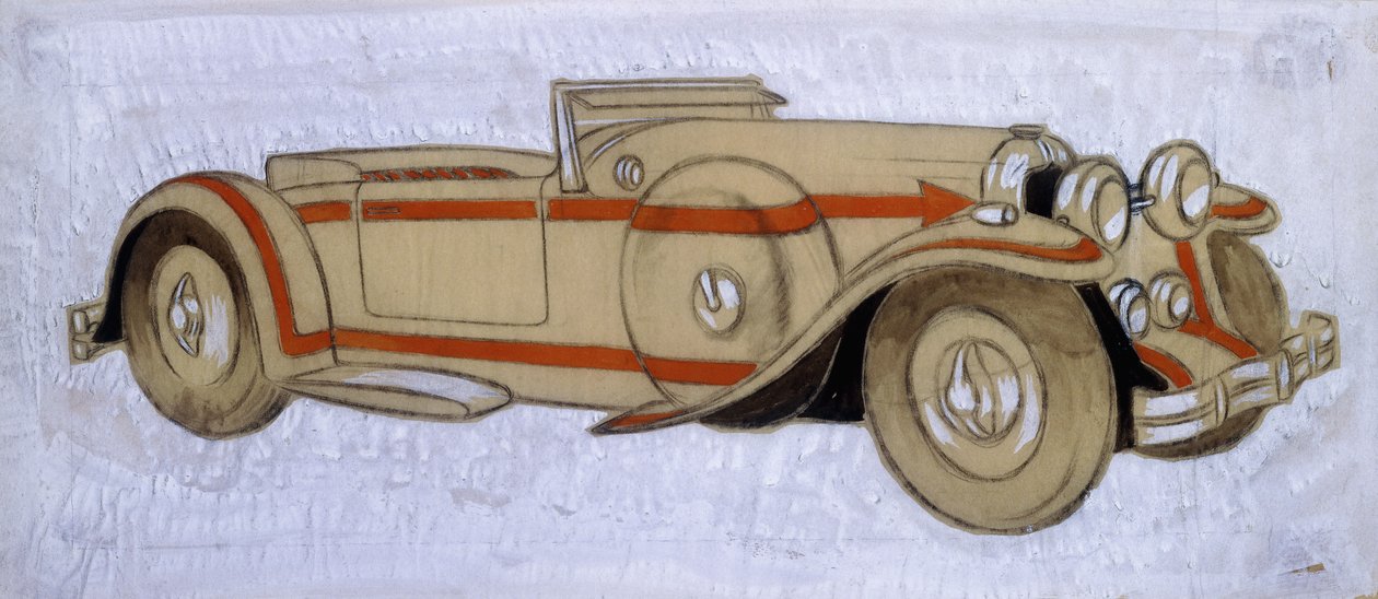 Una ilustración que muestra un Delage de 1924 con carrocería de Letourneur et Marchand de Ernst Deutsch Dryden