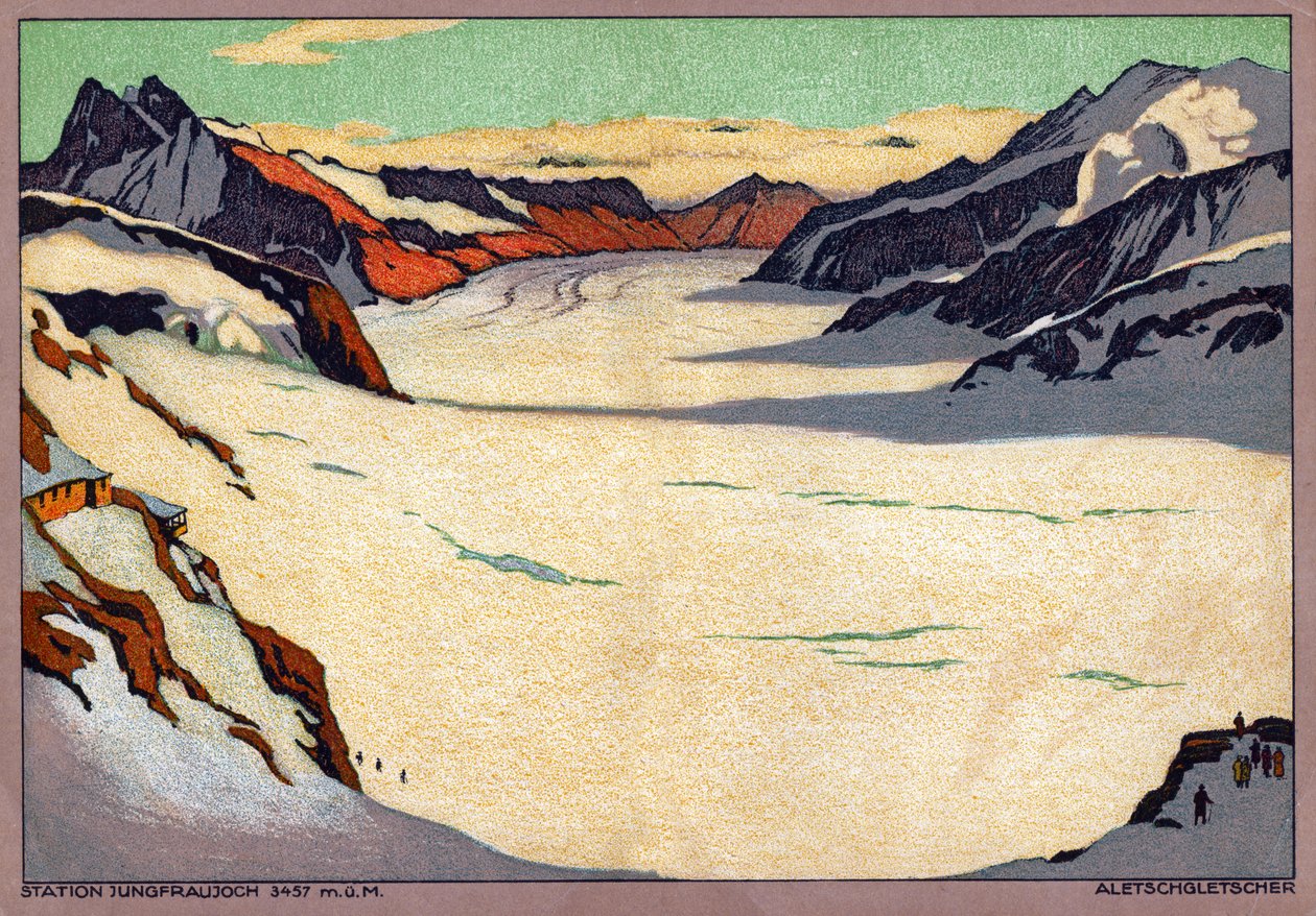 Glaciar Aletsch (Ilustración, ca. 1920-1930) de Ernst Emil Schlatter