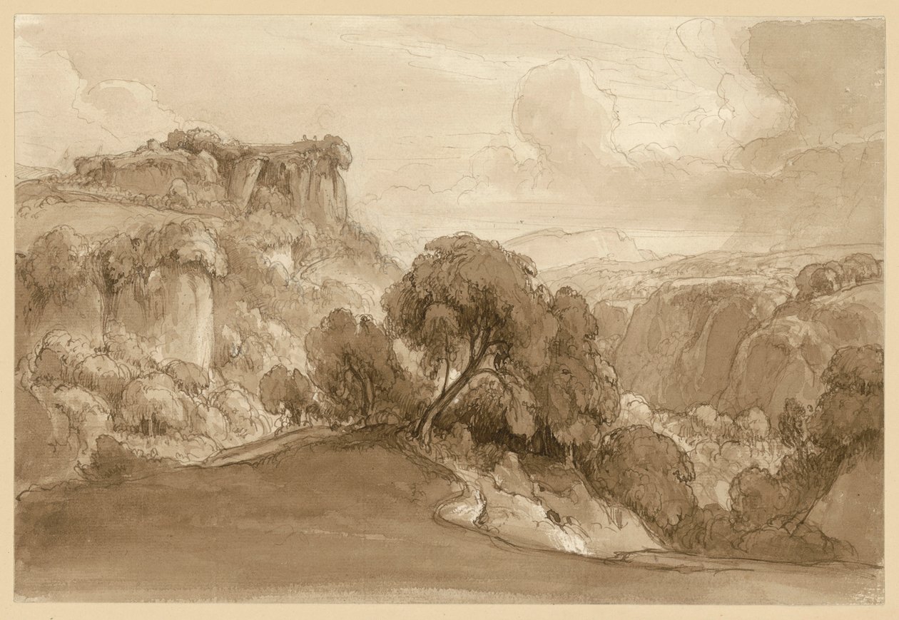 Paisaje montañoso italiano cubierto de bosques de Ernst Fries
