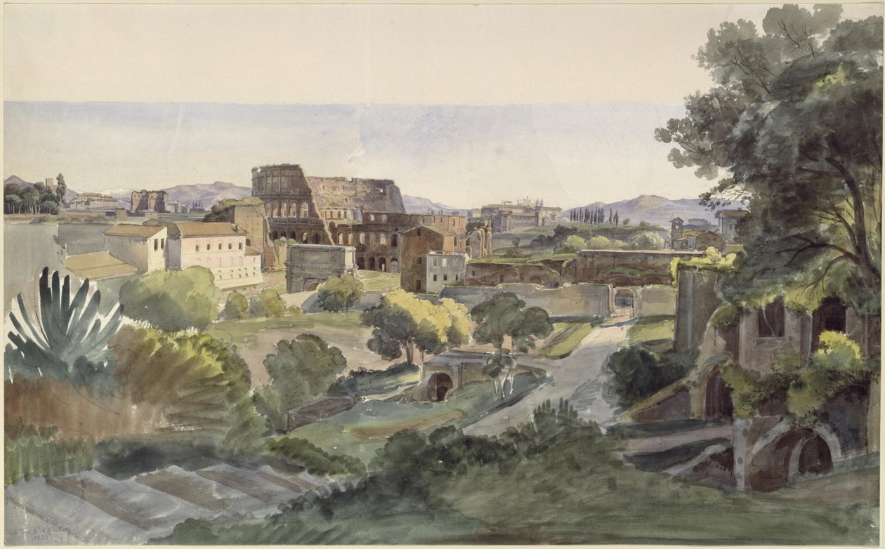 Vista del Foro Romano, con el Coliseo al fondo y el Laterano de Ernst Fries