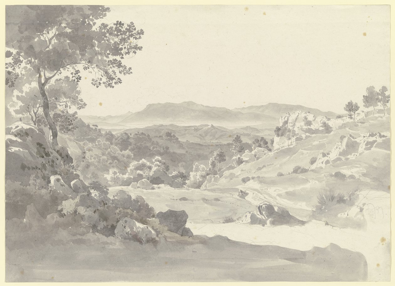 Vista de Olevano con los montes Volscos de Ernst Fries