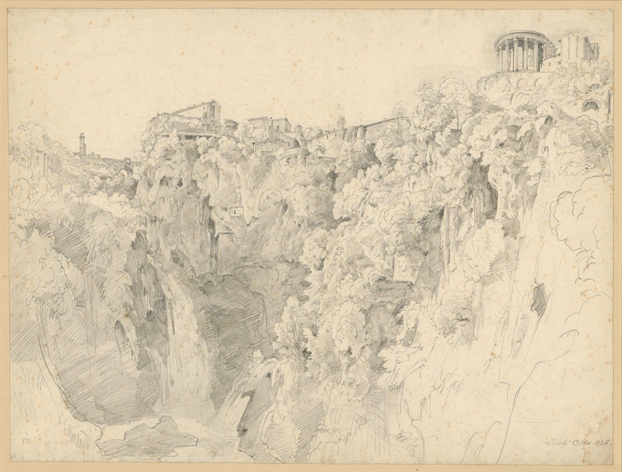 Vista de Tivoli con el templo de la Sibila de Ernst Fries