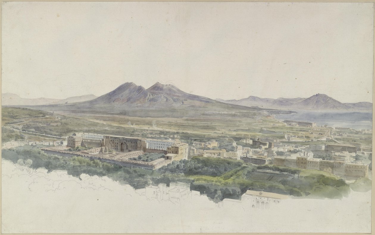 Vista sobre Nápoles con Pompeya hacia el Vesubio de Ernst Fries