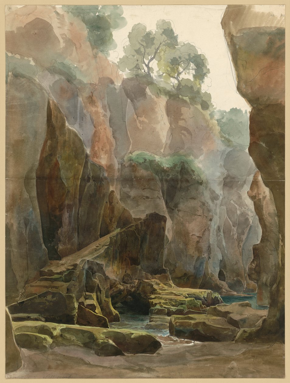 Garganta rocosa con un arroyo cerca de Sorrento de Ernst Fries